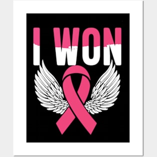 i won breast cancer  Support Pink Ribbon Survivor Posters and Art